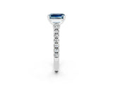 White gold Emerald Cut Solitaire Diamond with Pavé Band and Four-Prong Setting_2