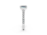 White gold Emerald Cut Solitaire Diamond with Pavé Band and Four-Prong Setting_2