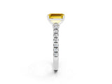 White gold Emerald Cut Solitaire Diamond with Pavé Band and Four-Prong Setting_2