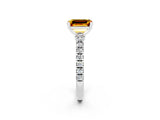White gold Emerald Cut Solitaire Diamond with Pavé Band and Four-Prong Setting_2