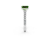White gold Emerald Cut Solitaire Diamond with Pavé Band and Four-Prong Setting_2