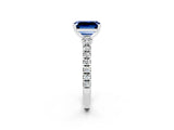 White gold Emerald Cut Solitaire Diamond with Pavé Band and Four-Prong Setting_2