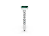 White gold Emerald Cut Solitaire Diamond with Pavé Band and Four-Prong Setting_2