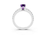 White gold Emerald Cut Solitaire Diamond with Pavé Band and Four-Prong Setting_3