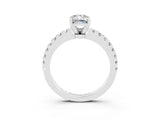 White gold Emerald Cut Solitaire Diamond with Pavé Band and Four-Prong Setting_3