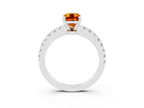 White gold Emerald Cut Solitaire Diamond with Pavé Band and Four-Prong Setting_3