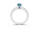 White gold Emerald Cut Solitaire Diamond with Pavé Band and Four-Prong Setting_3