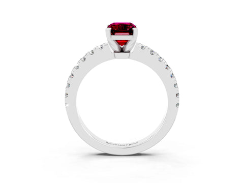 White gold Emerald Cut Solitaire Diamond with Pavé Band and Four-Prong Setting_3