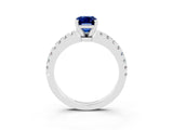 White gold Emerald Cut Solitaire Diamond with Pavé Band and Four-Prong Setting_3