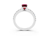 White gold Emerald Cut Solitaire Diamond with Pavé Band and Four-Prong Setting_3