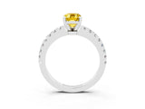White gold Emerald Cut Solitaire Diamond with Pavé Band and Four-Prong Setting_3