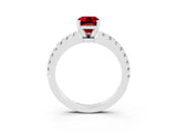 White gold Emerald Cut Solitaire Diamond with Pavé Band and Four-Prong Setting_3