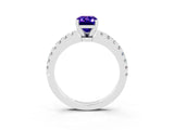 White gold Emerald Cut Solitaire Diamond with Pavé Band and Four-Prong Setting_3