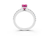 White gold Emerald Cut Solitaire Diamond with Pavé Band and Four-Prong Setting_3