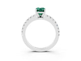White gold Emerald Cut Solitaire Diamond with Pavé Band and Four-Prong Setting_3