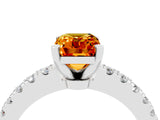 White gold Emerald Cut Solitaire Diamond with Pavé Band and Four-Prong Setting_4