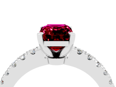 White gold Emerald Cut Solitaire Diamond with Pavé Band and Four-Prong Setting_4