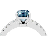 White gold Emerald Cut Solitaire Diamond with Pavé Band and Four-Prong Setting_4