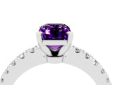 White gold Emerald Cut Solitaire Diamond with Pavé Band and Four-Prong Setting_4