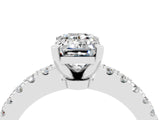White gold Emerald Cut Solitaire Diamond with Pavé Band and Four-Prong Setting_4