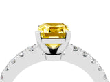 White gold Emerald Cut Solitaire Diamond with Pavé Band and Four-Prong Setting_4
