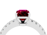 White gold Emerald Cut Solitaire Diamond with Pavé Band and Four-Prong Setting_4