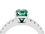 White gold Emerald Cut Solitaire Diamond with Pavé Band and Four-Prong Setting_4