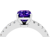 White gold Emerald Cut Solitaire Diamond with Pavé Band and Four-Prong Setting_4