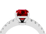 White gold Emerald Cut Solitaire Diamond with Pavé Band and Four-Prong Setting_4
