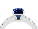 White gold Emerald Cut Solitaire Diamond with Pavé Band and Four-Prong Setting_4