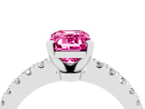 White gold Emerald Cut Solitaire Diamond with Pavé Band and Four-Prong Setting_4