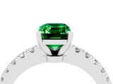 White gold Emerald Cut Solitaire Diamond with Pavé Band and Four-Prong Setting_4