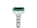 White gold Emerald Cut Solitaire Diamond with Pavé Band and Four-Prong Setting_5