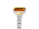 White gold Emerald Cut Solitaire Diamond with Pavé Band and Four-Prong Setting_5