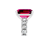 White gold Emerald Cut Solitaire Diamond with Pavé Band and Four-Prong Setting_5