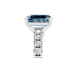 White gold Emerald Cut Solitaire Diamond with Pavé Band and Four-Prong Setting_5