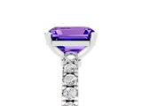 White gold Emerald Cut Solitaire Diamond with Pavé Band and Four-Prong Setting_5