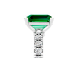 White gold Emerald Cut Solitaire Diamond with Pavé Band and Four-Prong Setting_5