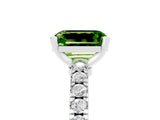 White gold Emerald Cut Solitaire Diamond with Pavé Band and Four-Prong Setting_5