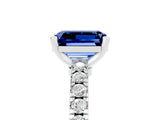 White gold Emerald Cut Solitaire Diamond with Pavé Band and Four-Prong Setting_5