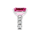 White gold Emerald Cut Solitaire Diamond with Pavé Band and Four-Prong Setting_5