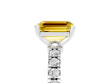 White gold Emerald Cut Solitaire Diamond with Pavé Band and Four-Prong Setting_5