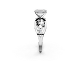 White gold Emerald Cut Solitaire Diamond with Side Stones on Criss-Cross Band and Four-Prong Setting_38