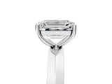 White gold Emerald Cut Solitaire Engagement Ring with Flat Band and Four-Prong Setting 5