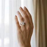 White gold Emerald Cut Solitaire Engagement Ring with Flat Band and Four-Prong Setting_12