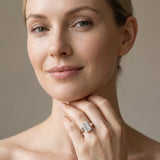 White gold Emerald Cut Solitaire Engagement Ring with Flat Band and Four-Prong Setting_13