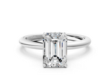 White gold Emerald Cut Solitaire Engagement Ring with Four-Prong Setting and Classic Band_53