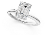 White gold Emerald Cut Solitaire Engagement Ring with Four-Prong Setting and Classic Band_54