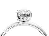 White gold Emerald Cut Solitaire Engagement Ring with Four-Prong Setting and Classic Band_57