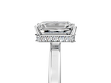 White gold Emerald Cut Solitaire Engagement Ring with Four-Prong Setting on a Classic Band_64